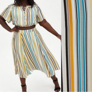 Torrid Stripped crop top skirt set.